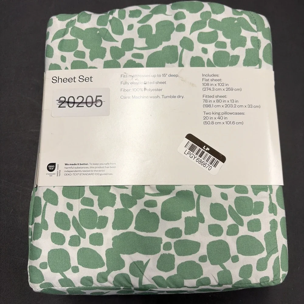 Green Spotted Room Essentials Winkle Resistant Microfiber Sheet Set King 20590